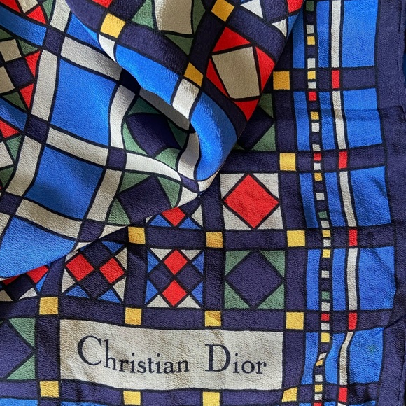 Christian Dior Vintage silk scarf - vibrant colours, geometric pattern. Gorgeous - Picture 2 of 4